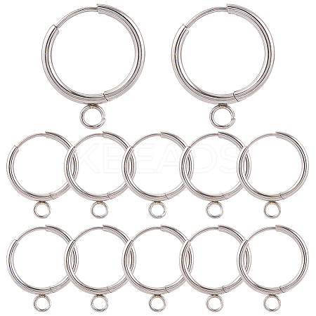 12Pcs 201 Stainless Steel Huggie Hoop Earring Findings STAS-SC0010-30P-1