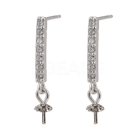 Anti-Tarnish Rhodium Plated 925 Sterling Silver Stud Earring Findings STER-L057-052P-1