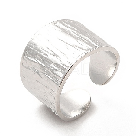 Non-Tarnish 304 Stainless Steel Textured Wide Band Open Cuff Ring for Women RJEW-F131-08P-1
