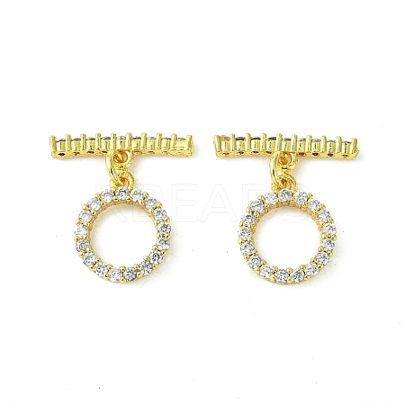 Rack Plating Eco-Friendly Brass Pave Clear Cubic Zirconia Toggle Claps KK-K330-45G-1