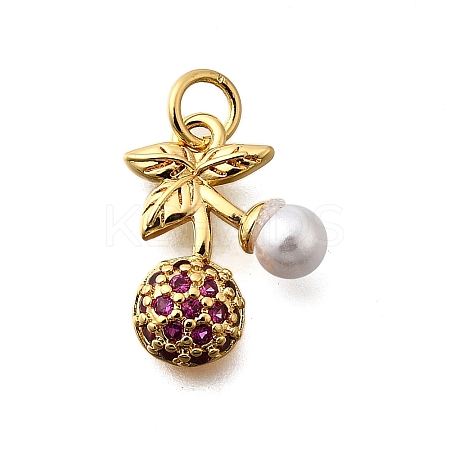 Brass Micro Pave Cubic Zirconia Pendants KK-B136-25G-1