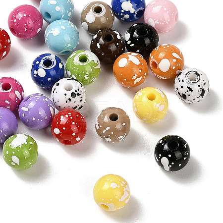 Opaque & Spray Painted Acrylic Beads OACR-G049-01-1