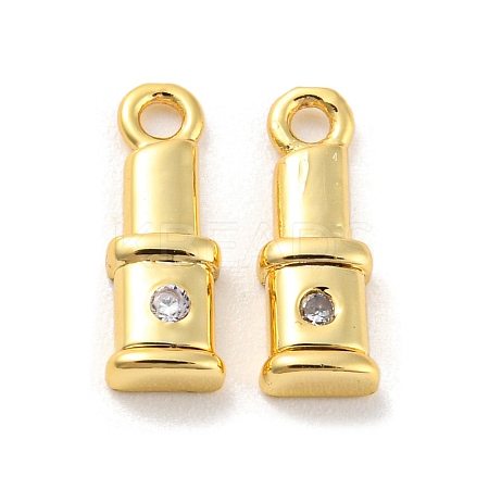 Rack Plating Brass Micro Pave Cubic Zirconia Charms KK-C038-06G-1