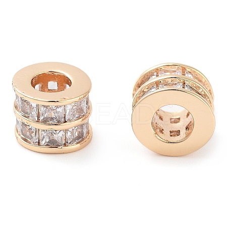 Brass Micro Pave Clear Cubic Zirconia Beads KK-U028-20G-1