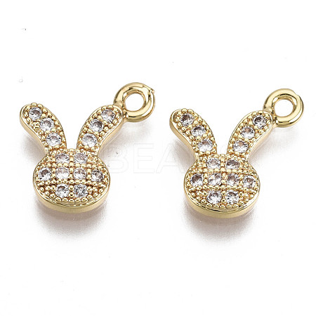 Brass Micro Cubic Zirconia Bunny Charms X-KK-N231-124-NF-1