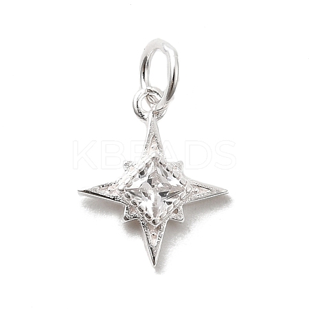 925 Sterling Silver Pave Clear Cubic Zirconia Star Charms STER-A048-01S-1