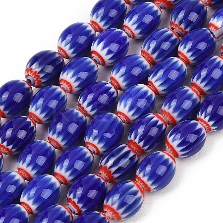 Handmade Millefiori Glass Oval Bead Strands LK-Z001-01A-1