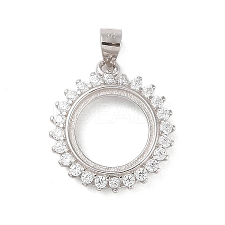 925 Sterling Silver Micro Pave Cubic Zirconia Pendant Setting STER-H113-04P-01-1