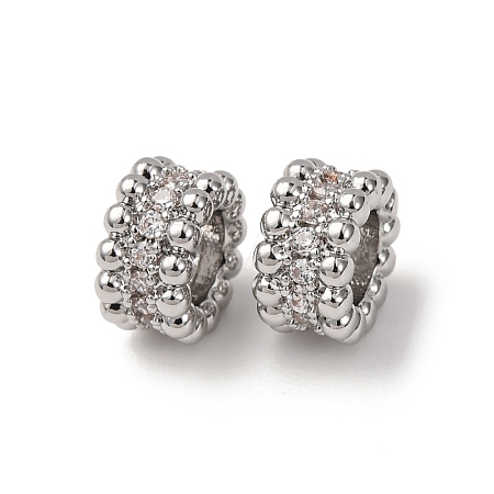 Brass Cubic Zirconia European Beads ZIRC-L105-09P-1
