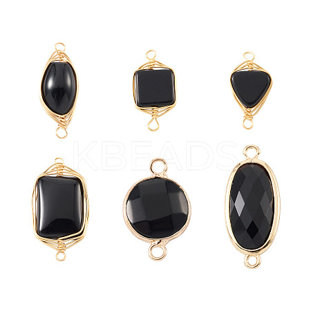 6Pcs 6 Style Natural Agate Links Connectors G-MP0001-03-1