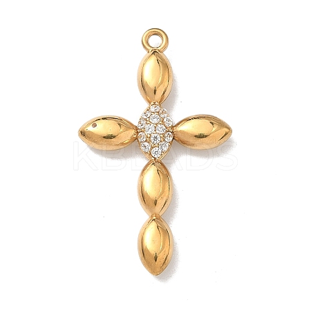 304 Stainless Steel with Rhinestone Pendants STAS-Z184-05G-1