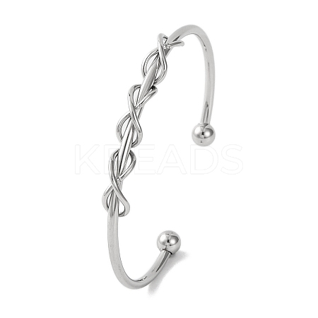 Infinity 304 Stainless Steel Cuff Bangles for Women BJEW-B104-26P-1