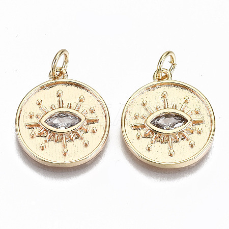 Brass Micro Pave Clear Cubic Zirconia Pendants KK-S356-156G-NF-1