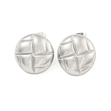 Non-Tarnish Flat Round 304 Stainless Steel Ear Studs EJEW-L290-027P-1
