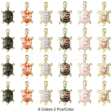 12Pcs 6 Colors Alloy Enamel Pendants FIND-YW0004-60-1