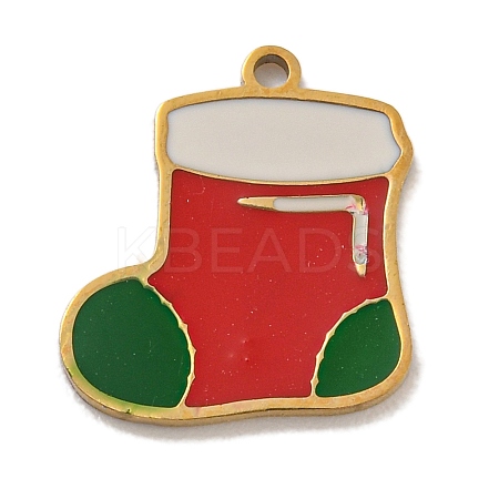 Christmas Theme 304 Stainless Steel Enamel Charms STAS-Z093-02I-1
