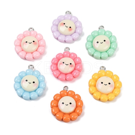 Sunflower Opaque Resin Pendants RESI-Z034-01P-1