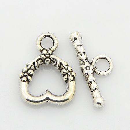 Tibetan Style Alloy Heart Toggle Clasps PALLOY-J471-27AS-1