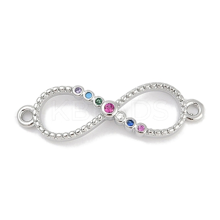 Brass Micro Pave Colorful Cubic Zirconia Infinity Connector Charms KK-Q028-65P-1