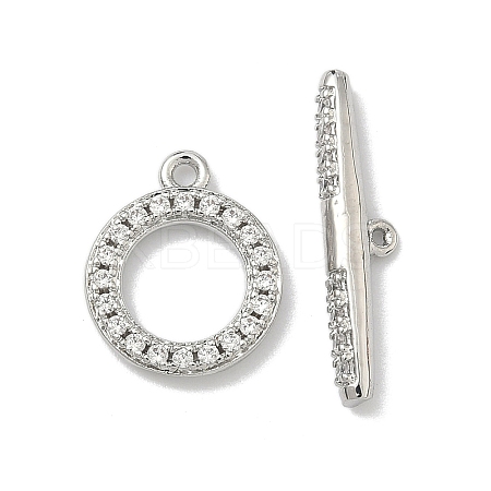 Brass Micro Pave Clear Cubic Zirconia Toggle Clasps KK-G548-26P-1