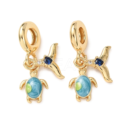 Ocean Brass Pave Cubic Zirconia European Dangle Charms KK-H278-04G-02-1