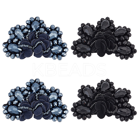 AHADEMAKER 4Pcs 2 Colors Glass Rhinestone Sew on Ornament Accessories FIND-GA0002-16-1