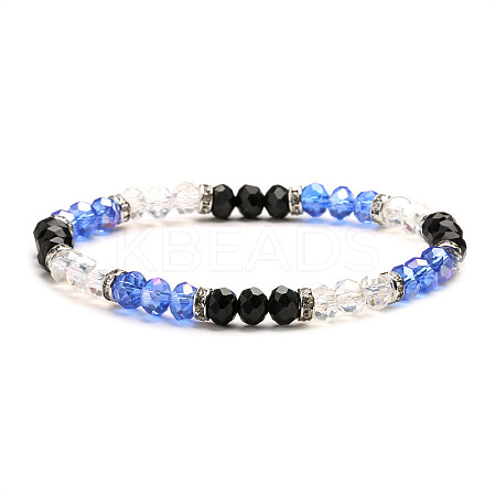 Fashionable Faceted Rondelle Glass Beads Stretch Bracelets for Women Girls Gift TQ6391-1-1