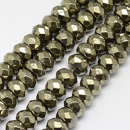 Natural Pyrite Beads Strands G-L051-10X6mm-01-1