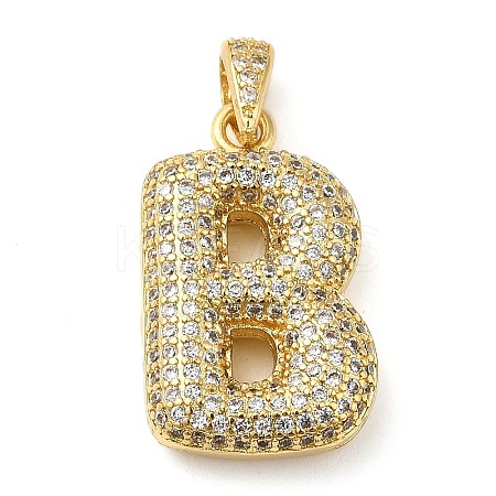 Brass Micro Pave Cubic Zirconia Pendants KK-E061-03G-02-1