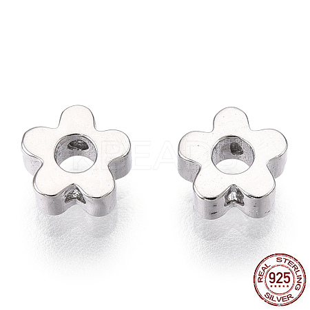 Rhodium Plated 925 Sterling Silver Beads STER-T004-74P-1