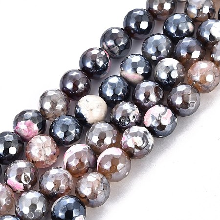 Electroplate Natural Fire Crackle Agate Beads Strands G-T131-55-13-1
