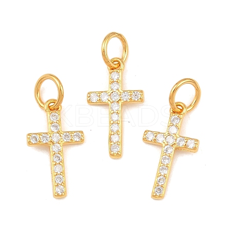 925 Sterling Silver Pave Clear Cubic Zirconia Cross Charms STER-A049-06G-1