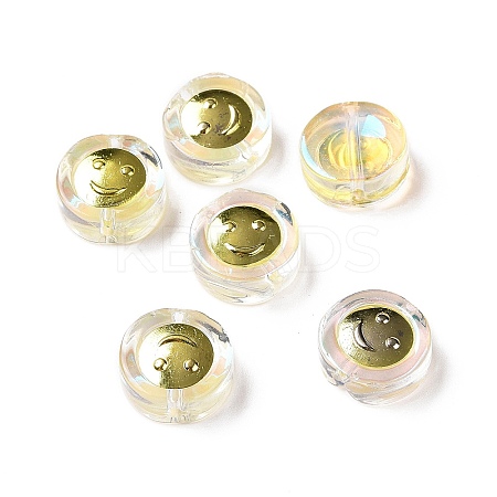 Transparent Spray Painted Glass Beads GLAA-I050-15B-1