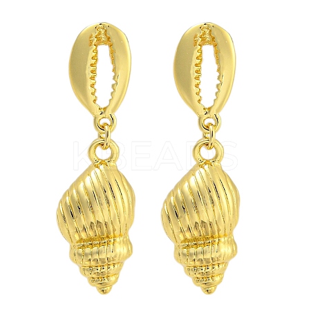 Rack Plating Conch Brass Stud Earrings EJEW-I313-06G-1