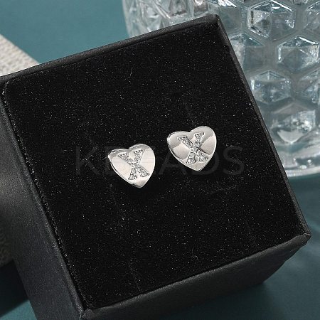 Rack Plating Brass Micro Pave Clear Cubic Zirconia Stud Earrings EJEW-K299-01P-X-1