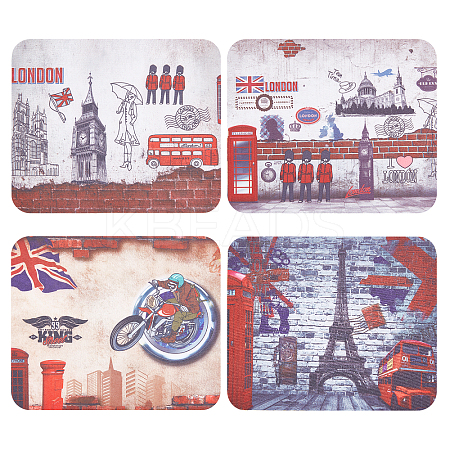20 Sheets 4 Style London Themed Microfibre Glasses Cleaning Cloth AJEW-CN0002-01-1