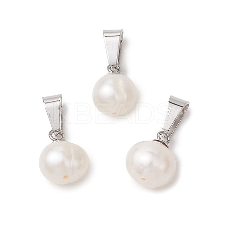 Natural Cultured Freshwater Pearl Potato Charms PALLOY-JF04890-02-1