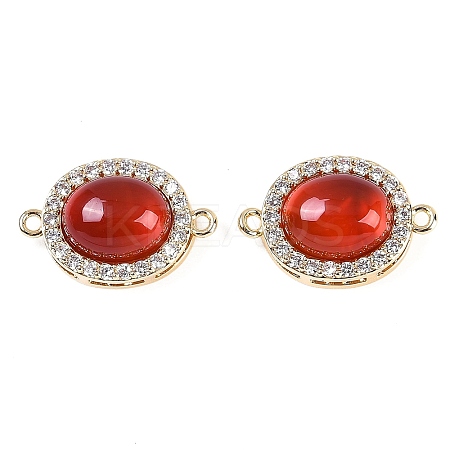 Natural Carnelian(Dyed & Heated) Oval Connector Charms KK-U043-50G-01-1