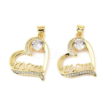 Mother's Day Brass Micro Pave Cubic Zirconia Pendants KK-M324-02K-G-1