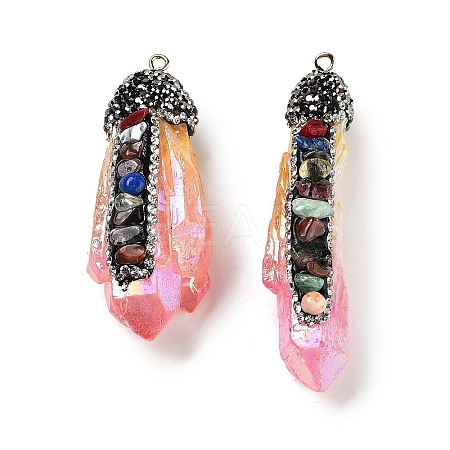 Electroplated Raw Rough Natural Quartz Crystal Big Pendants G-B077-04A-01-1