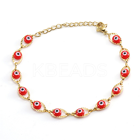 Golden 201 Stainless Steel Enamel Horse Eye Link Chain Bracelets JM1854-3-1