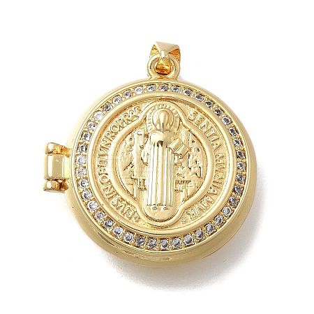 Brass Micro Pave Clear Cubic Zirconia Locket Pendants KK-D431-031D-G-1