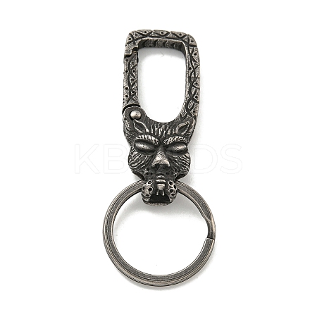 Tibetan Style 316 Surgical Stainless Steel Fittings with 304 Stainless Steel Key Ring FIND-Q101-07AS-02-1