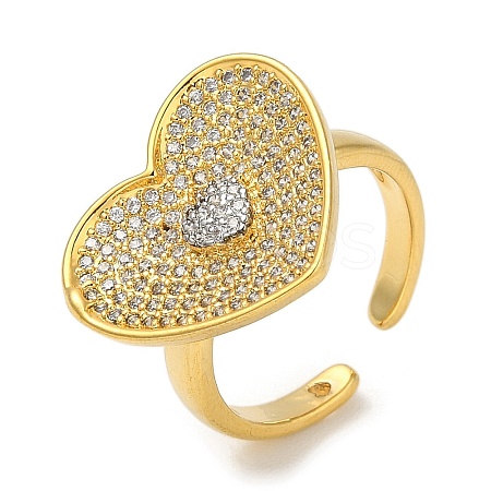 Rack Plating Brass Micro Pave Cubic Zirconia Cuff Finger Rings for Women RJEW-C114-17G-1