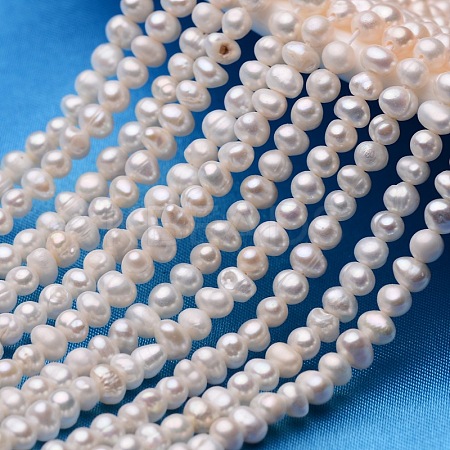 Potato Natural Cultured Freshwater Pearl Beads Strands X-PEAR-E007-3-4mm-AA-1