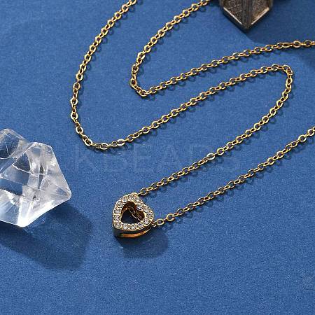 304 Stainless Steel Crystal Rhinestone Pendant Cable Chain Necklaces for Women LS-NJEW-C062-01G-G-1