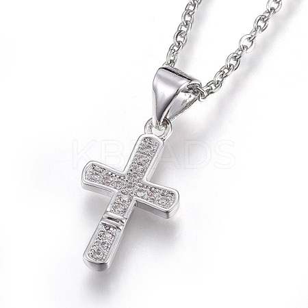 Brass Micro Pave Cubic Zirconia Pendant Necklaces NJEW-O108-30P-1