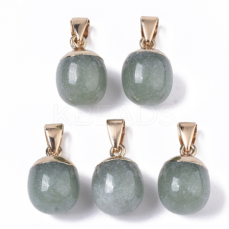 Top Golden Plated Natural Green Aventurine Pendants G-T131-03F-1
