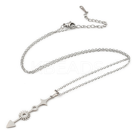 201 Stainless Steel Arrow & Sun & Star Pendant Necklace with Cable Chains NJEW-Q317-19P-1