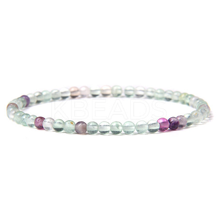 4mm Round Natural Fluorite Beads Bracelet for Men KG3069-29-1